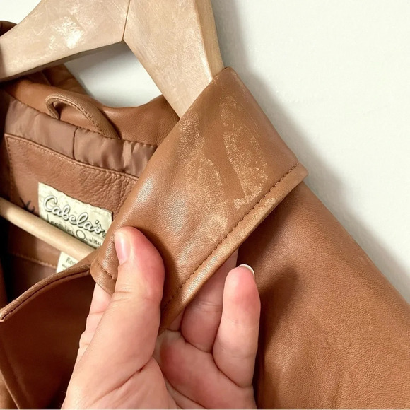 Cabela's Y2K Brown  Leather Button Up Blazer Jacket - Picture 7 of 8